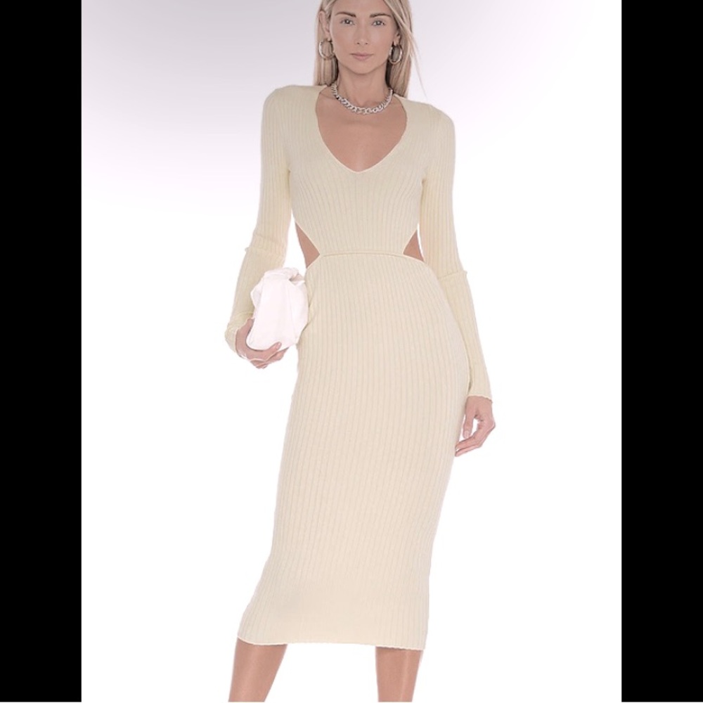 BP. side cutout long sleeve ribbed midi dress